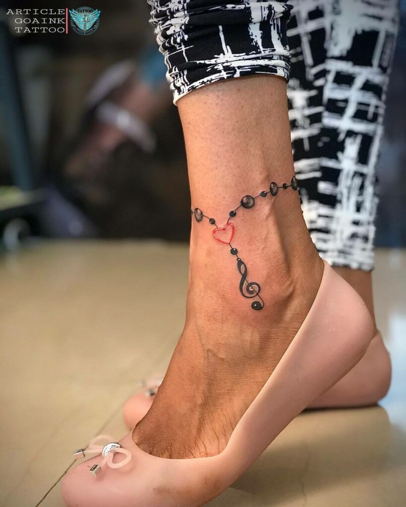 heart anklet tattoos