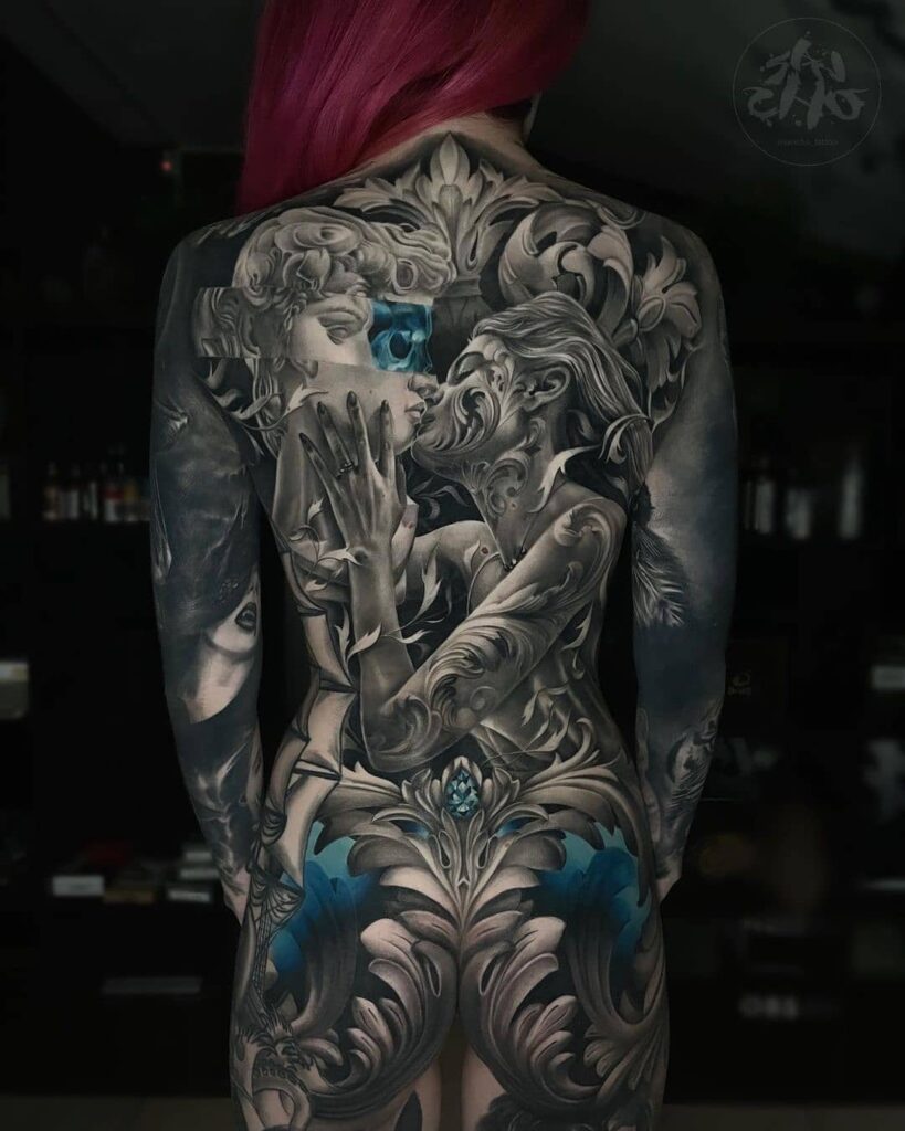 Amazing Full Back Tattoo