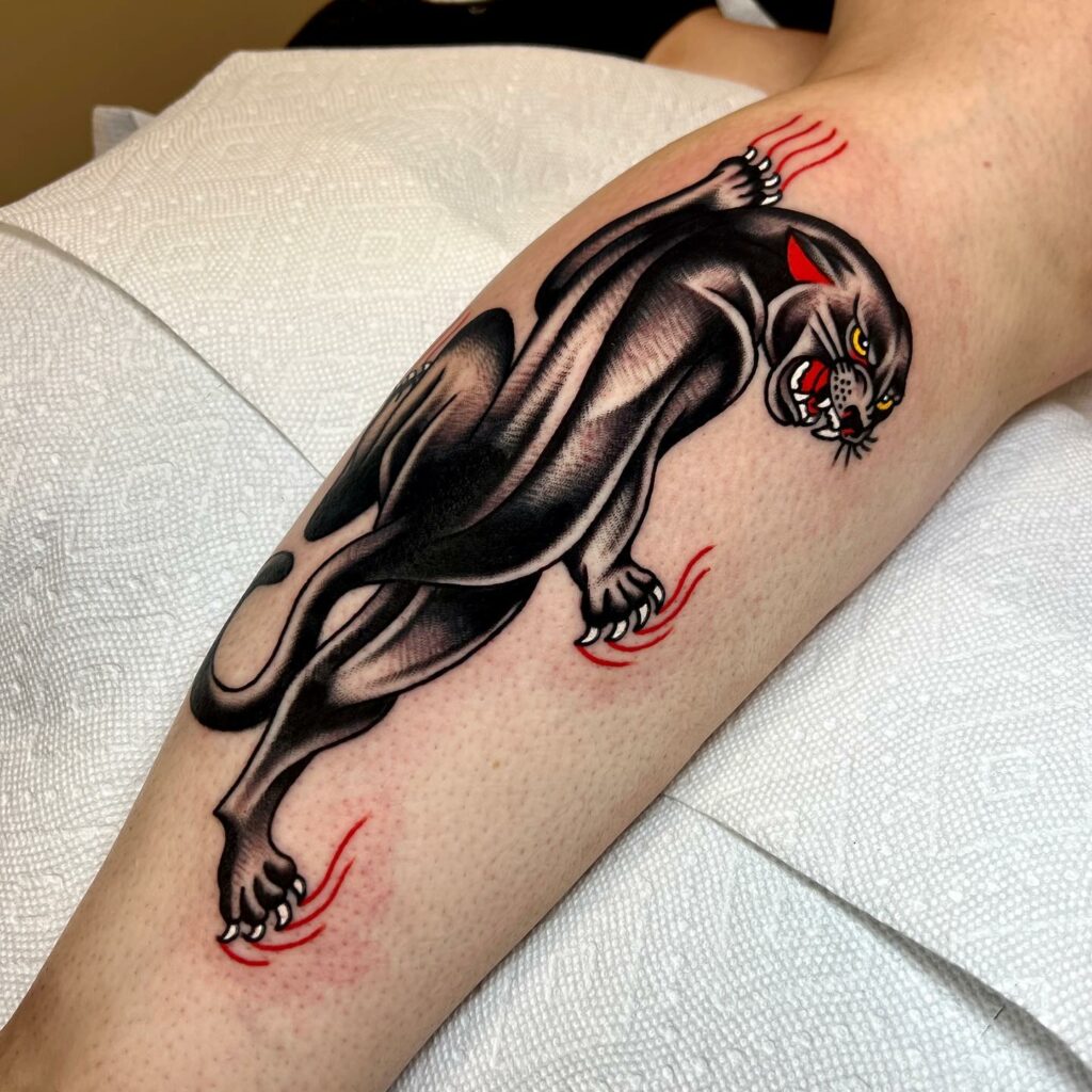 American Traditional Panther Tattoo Design