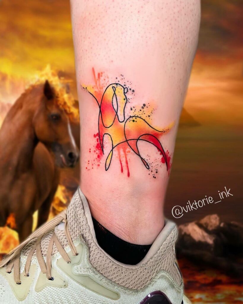 An Example Of Abstract Horse Watercolor Tattoo Design Ideas