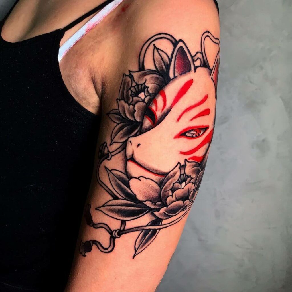 Anbu Mask Flower Tattoo