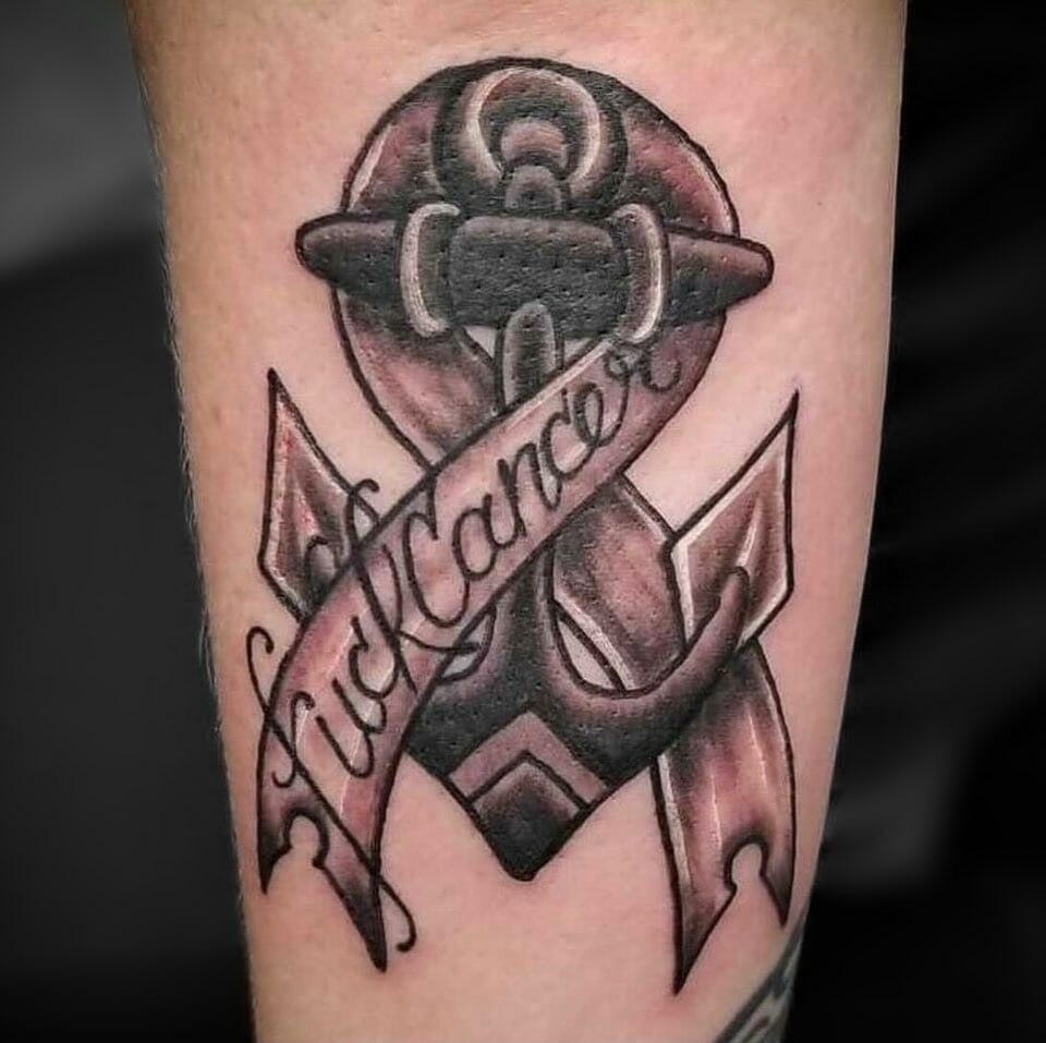 Anchor Fxck Cancer Tattoo