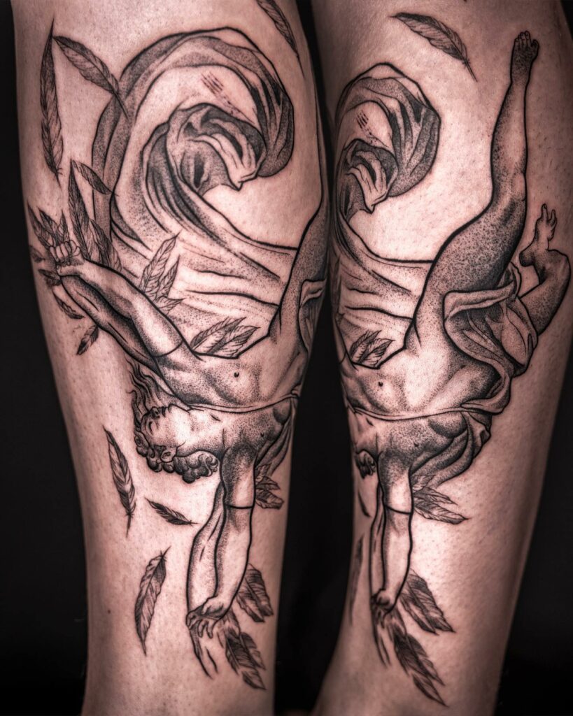 Angel Leg Tattoo