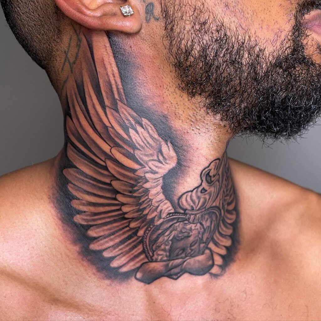 Angel Wings Neck Tattoo Ideas