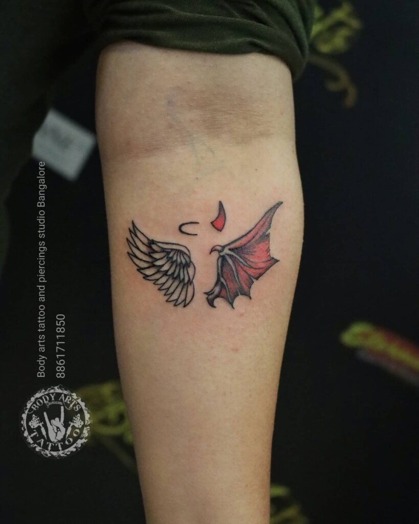 Details 80 half angel half demon wings tattoo latest  incdgdbentre