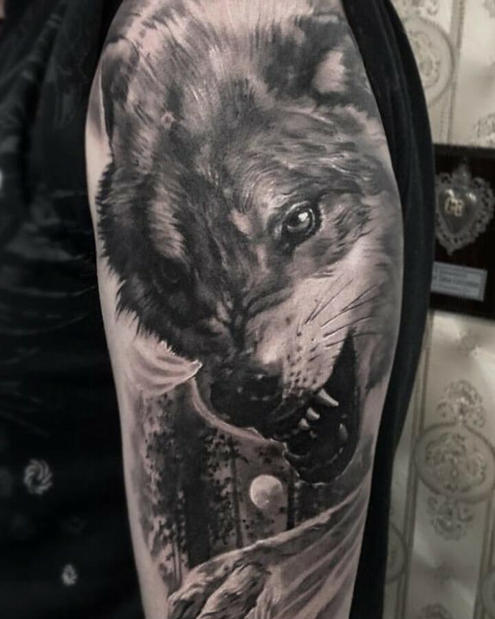 Angry Wolf Tattoo Idea
