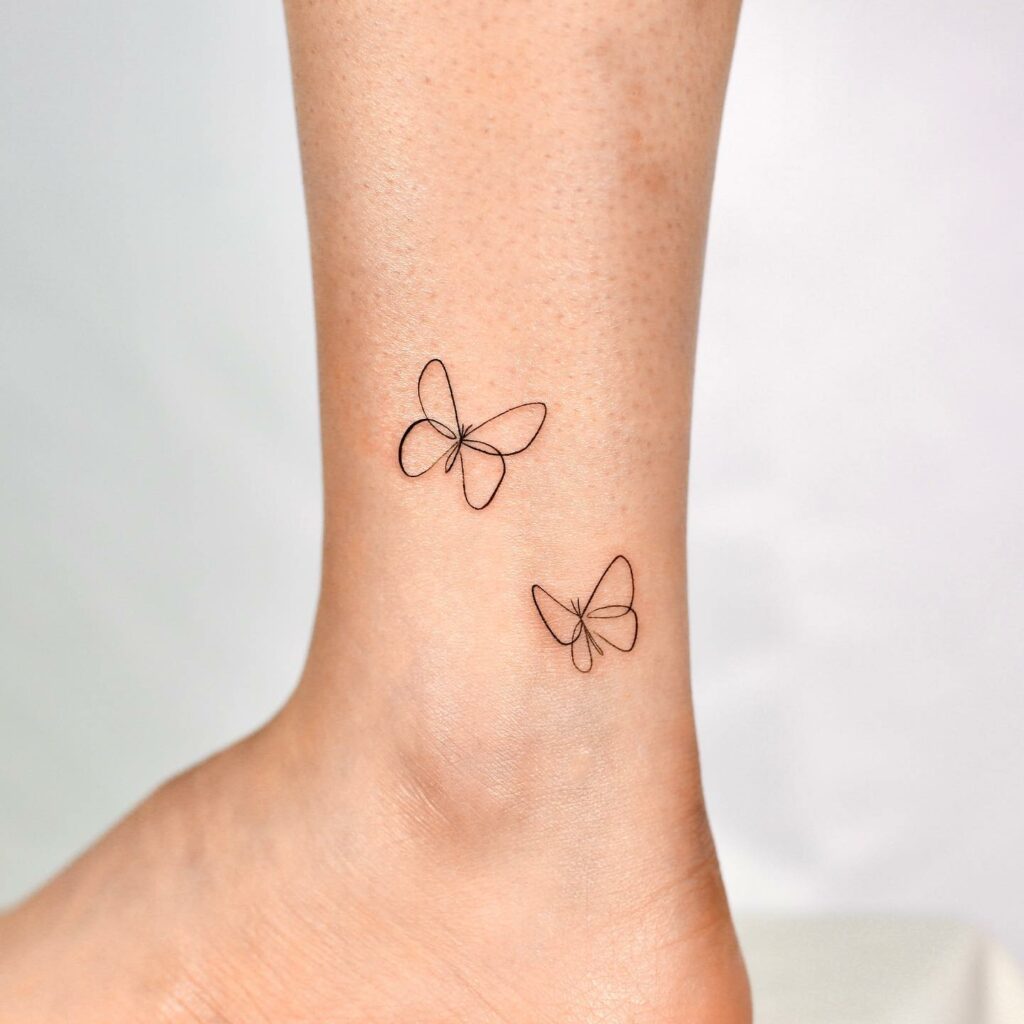 Ankle Butterfly Tattoo Small