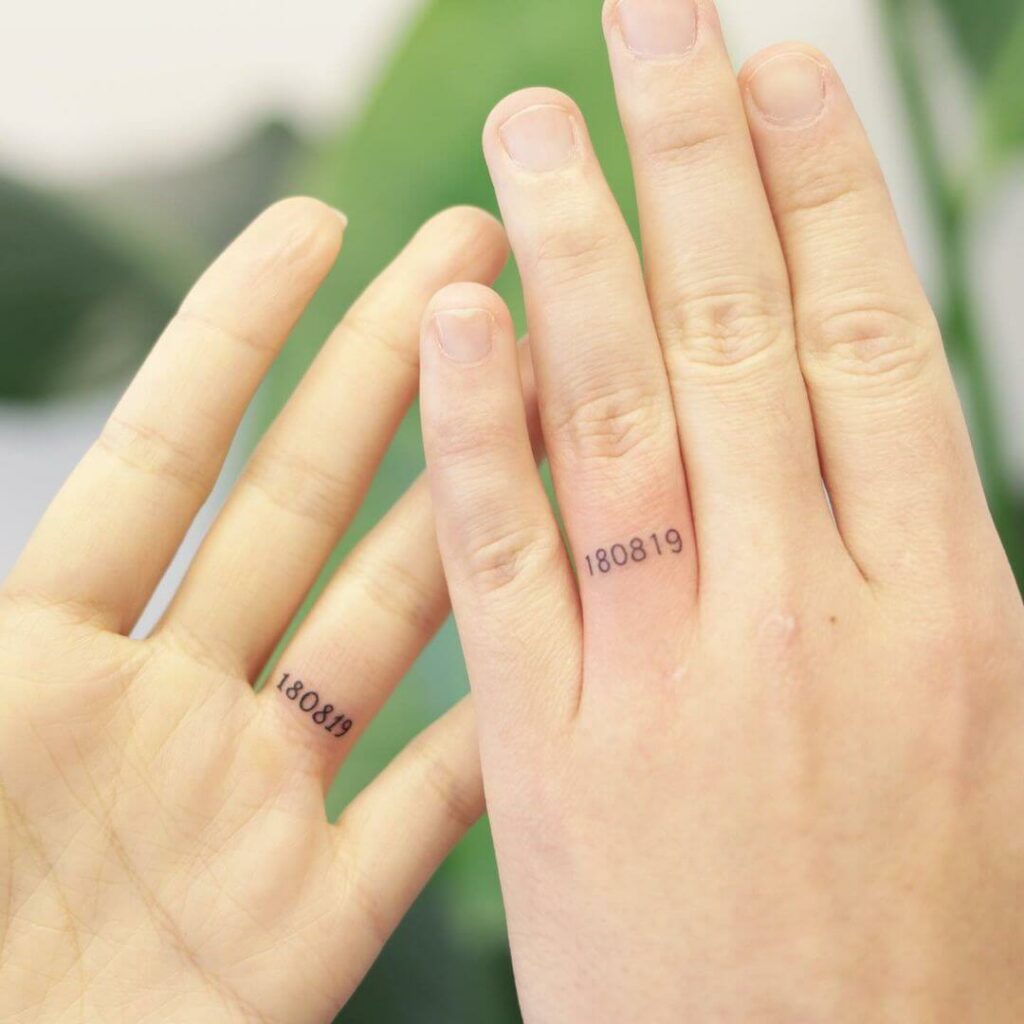 Anniversary Initial Tattoo on Finger