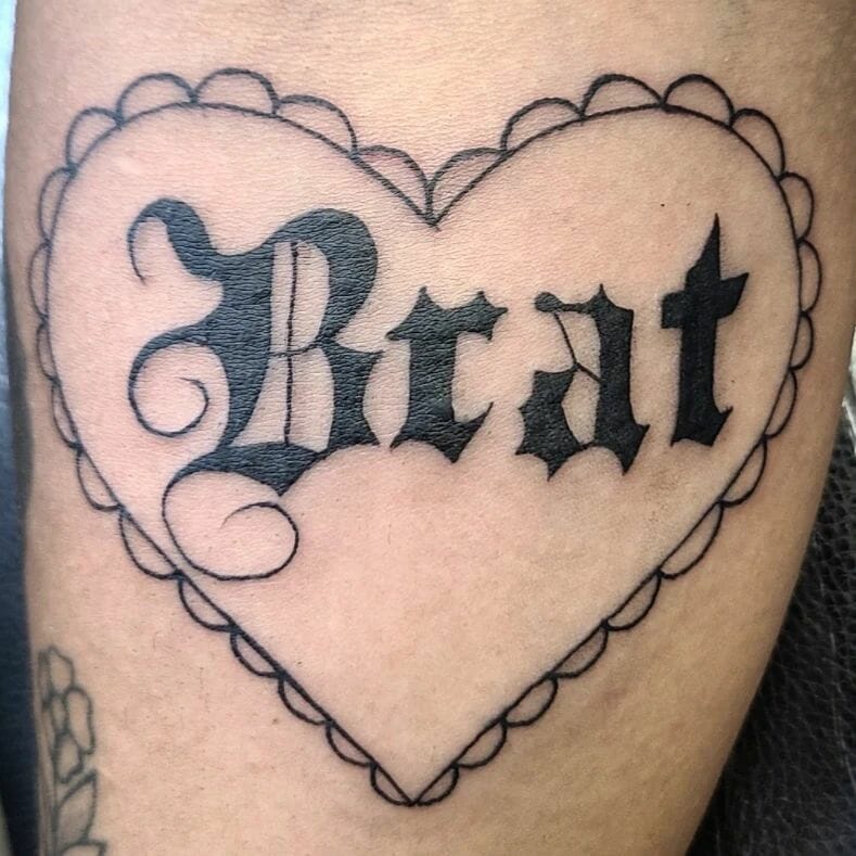 Brat Inside Heart Tattoo Designs