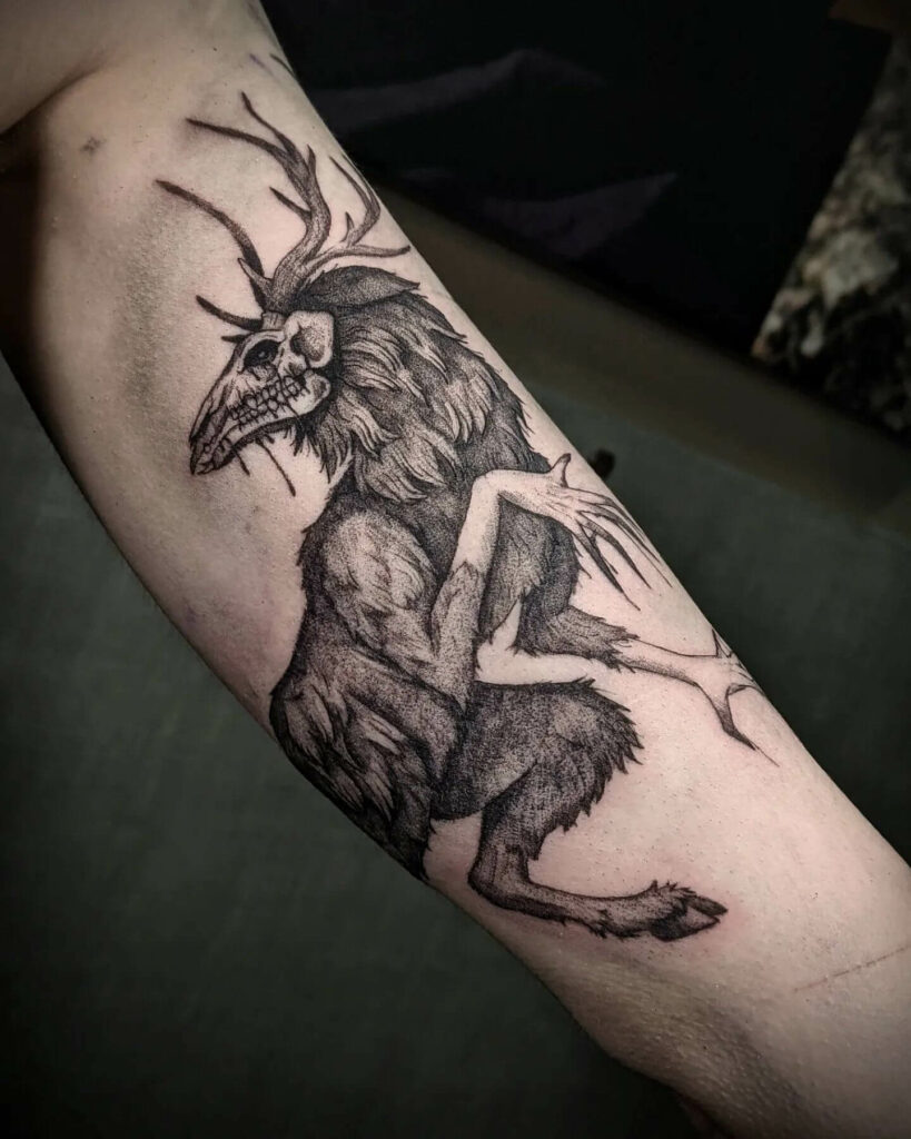 Black Ink Wendigo Tattoo