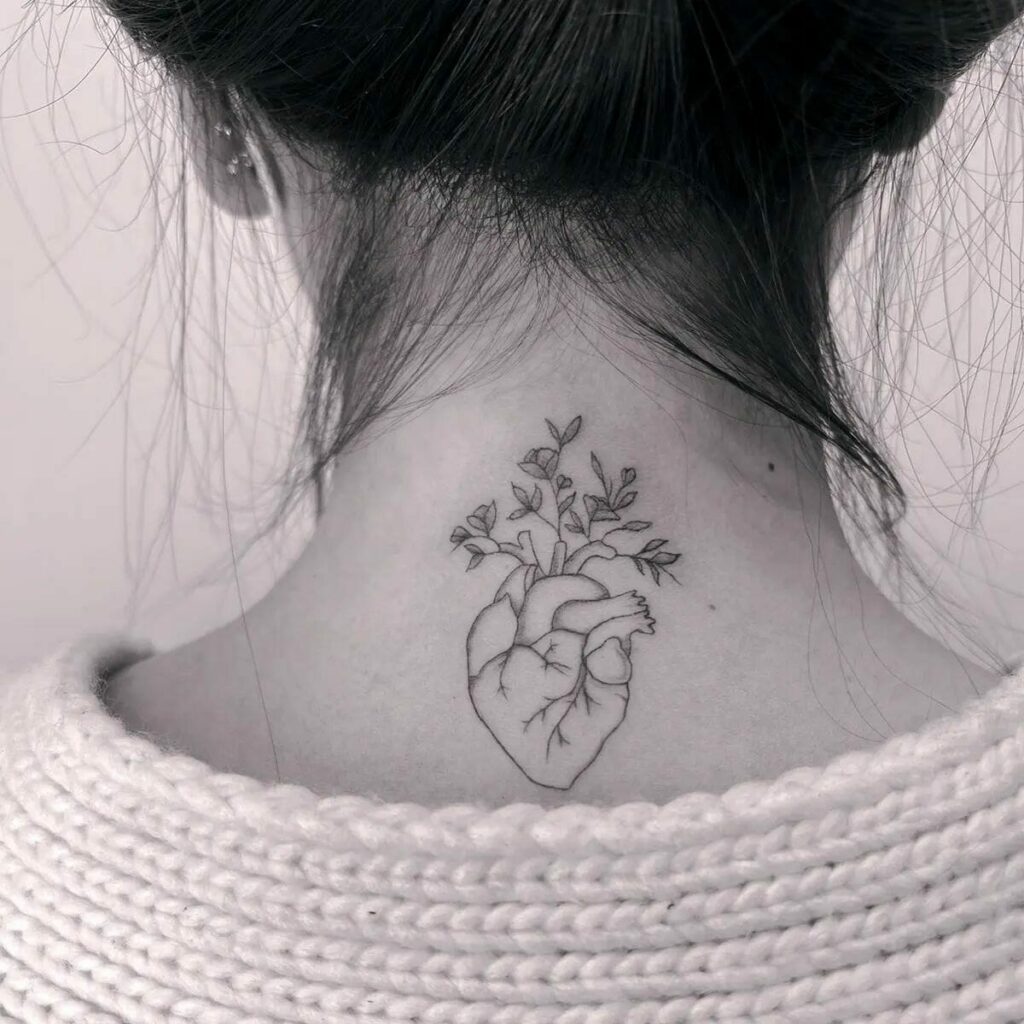 Sketch Flower Heart Tattoo Idea  BlackInk AI