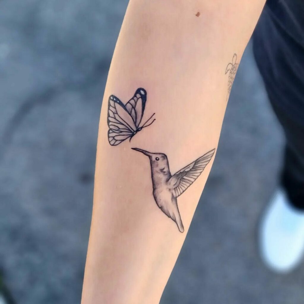 Butterfly And Hummingbird Tattoo