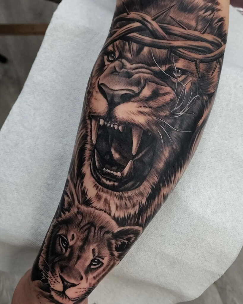 Three Kings Realistic Lion Tattoo