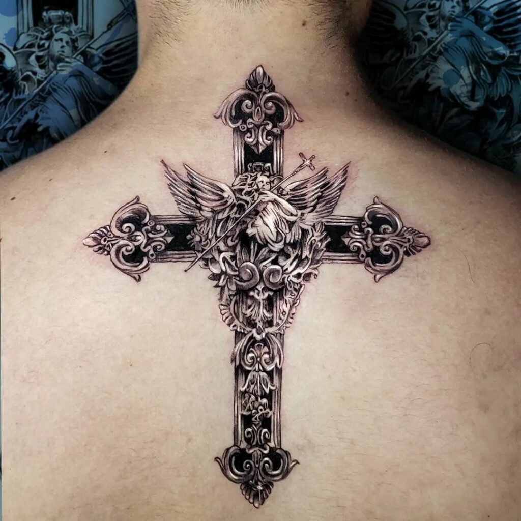 The Breathtaking Cross Shoulder Tattoo