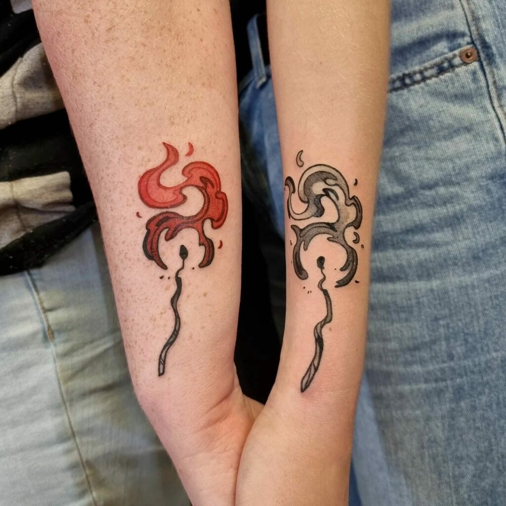 Tiny Aries Fire Tattoo