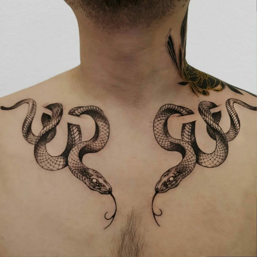 Collarbone Snake Tattoo One of  Brotherhood Tattoo GA  Facebook