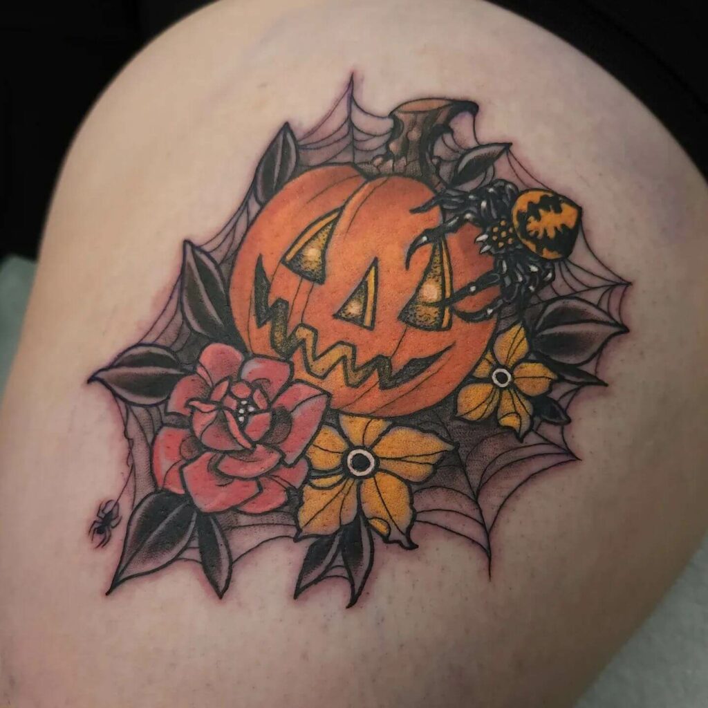 Floral Jack O Lantern Tattoo