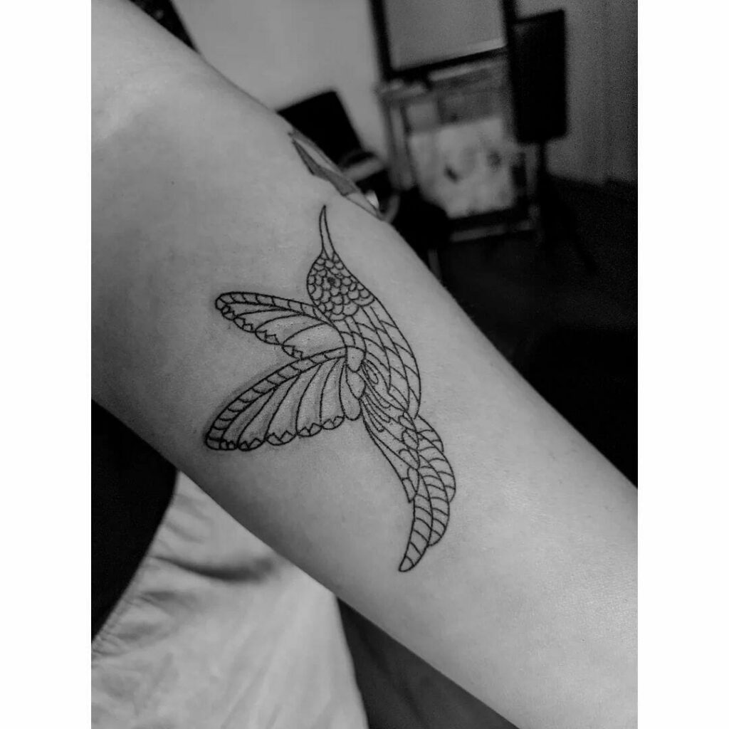 Dimensional Hummingbird Tattoo