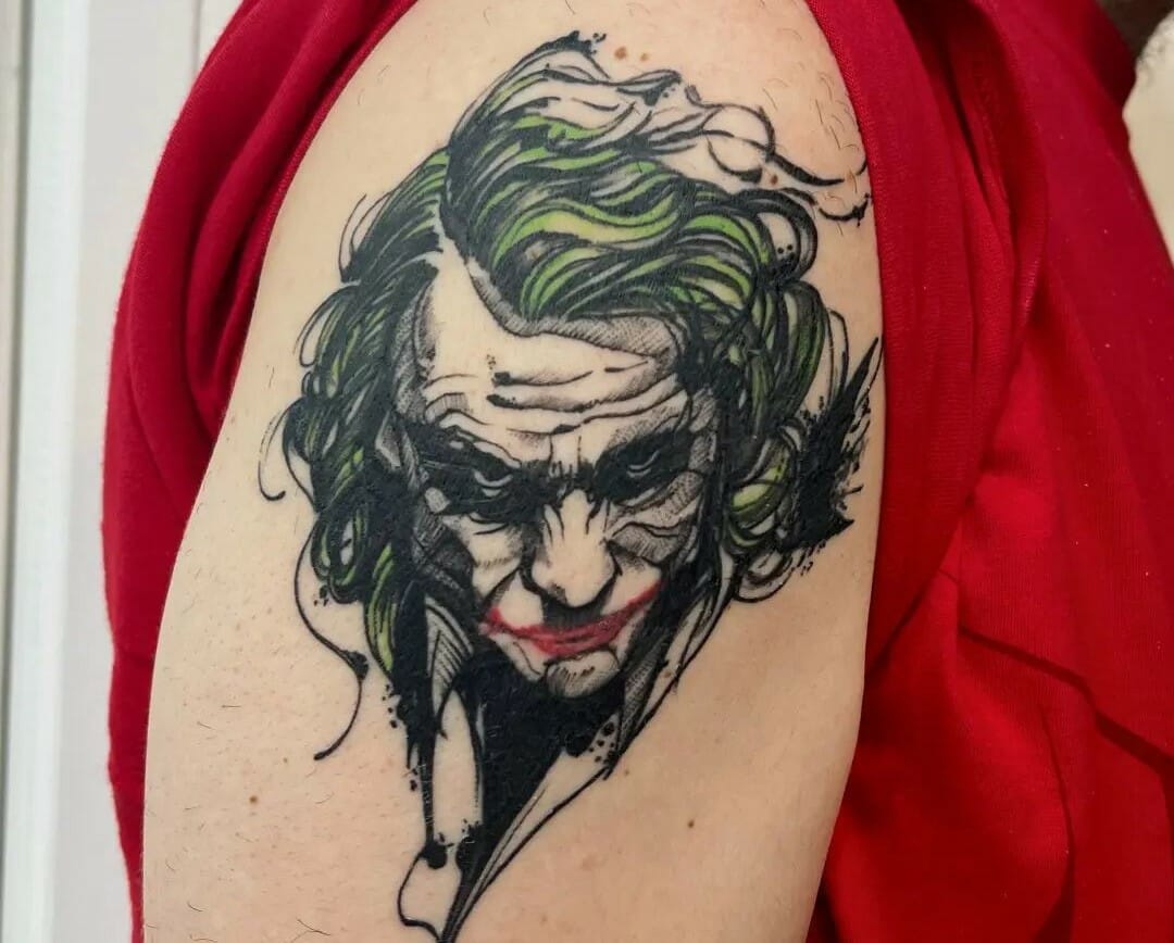 Tattoo tagged with quote joker splatter batman chest  inkedappcom