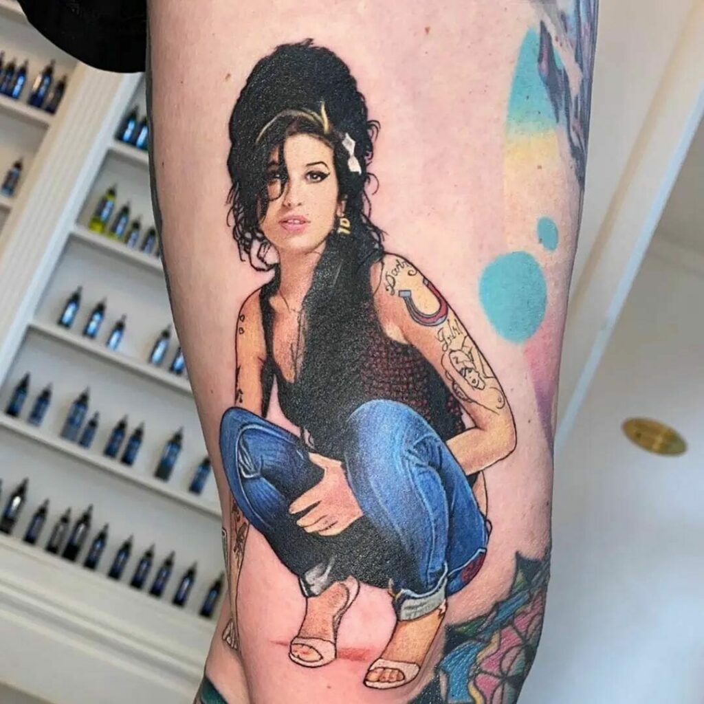 Vivid And Colorful Amy Winehouse Tattoo Ideas