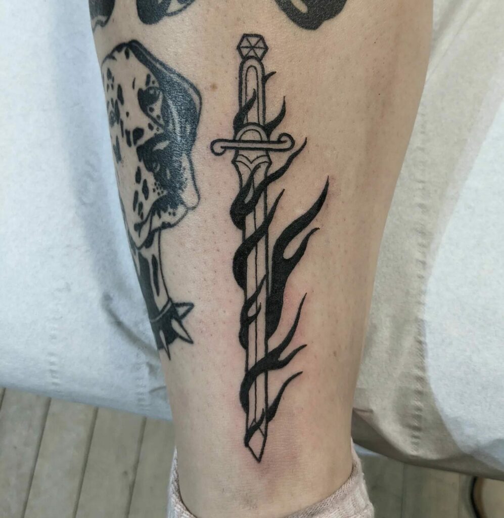 Black Sword Flash Tattoo
