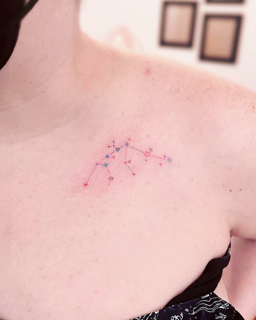 Aquarius Constellation Colorful Tattoo