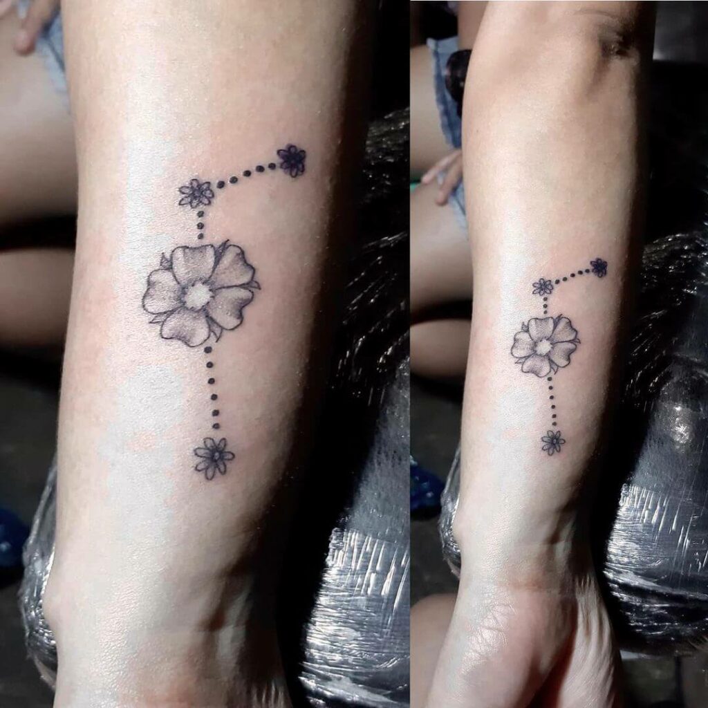 Aries Constellation Tattoos With Flower Motif