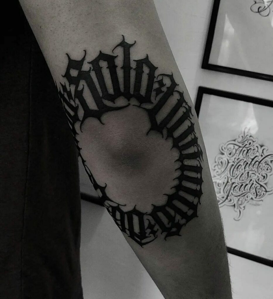 Arm Gothic Tattoo Lettering