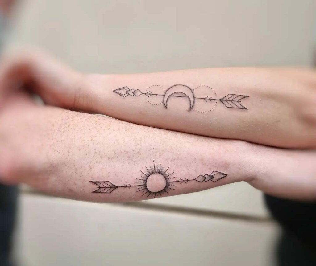 Arrow X Sun And Moon Tattoo