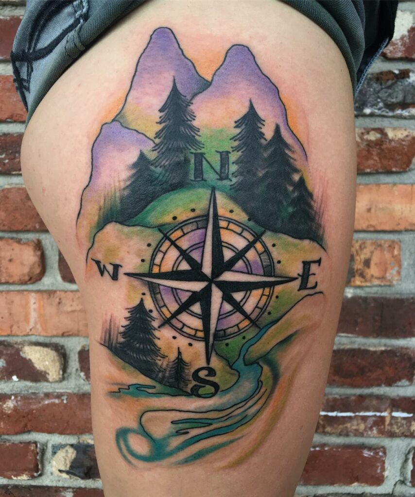 Artistic Compass Tattoo