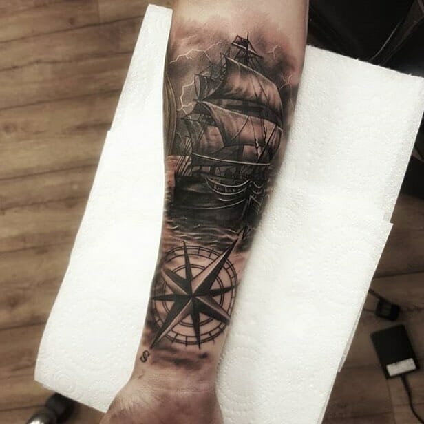 Artistic Compass Tattoos