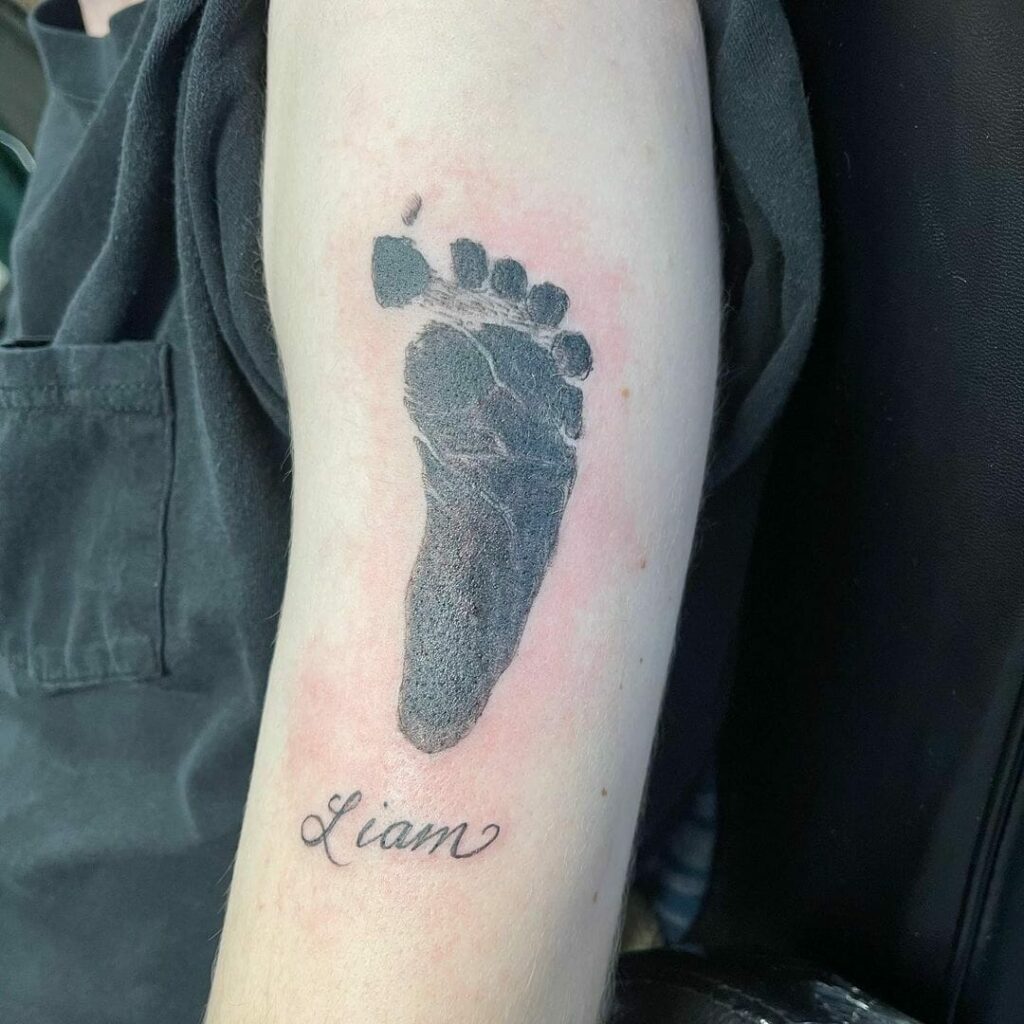 Baby Footprint And Kids Name Tattoos