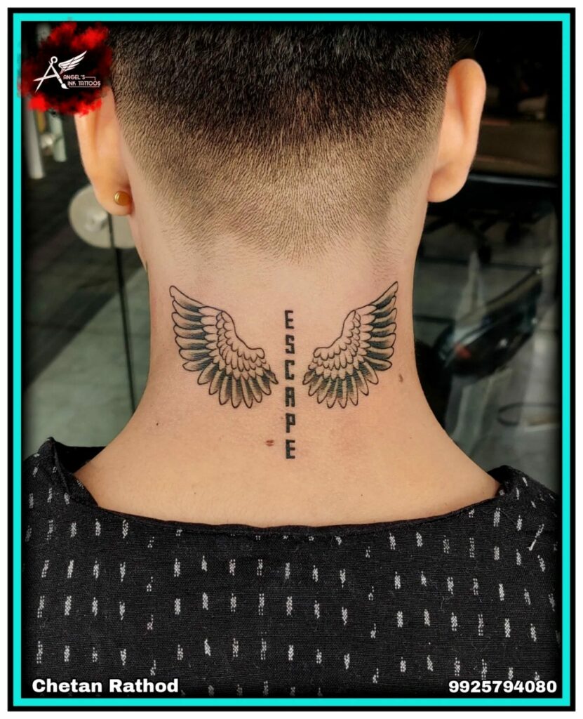 Back Neck Tattoo For Men Wings