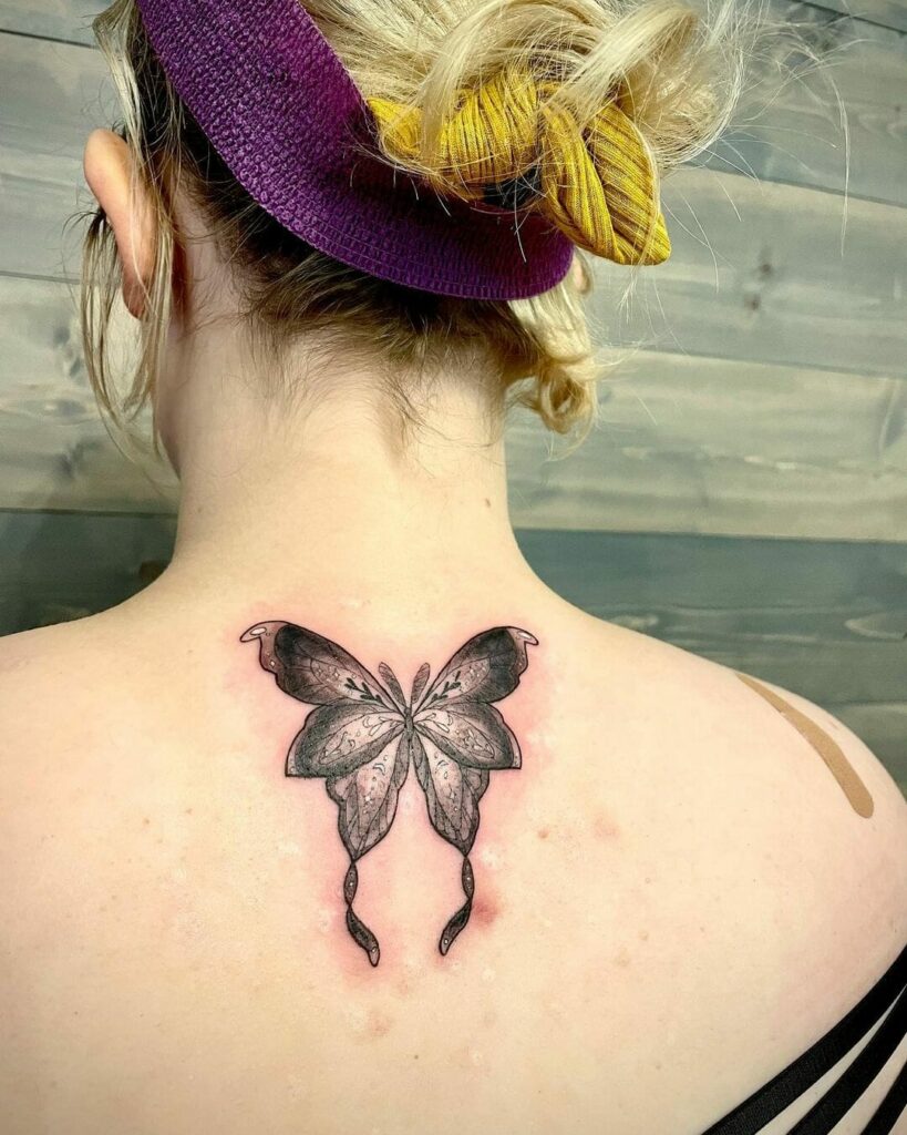 Back Of Neck Tattoos With Beautiful Butterfly Designs
