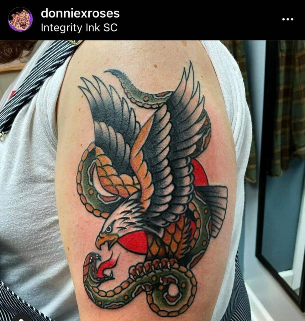 Bald Eagle And Snake Tattoo