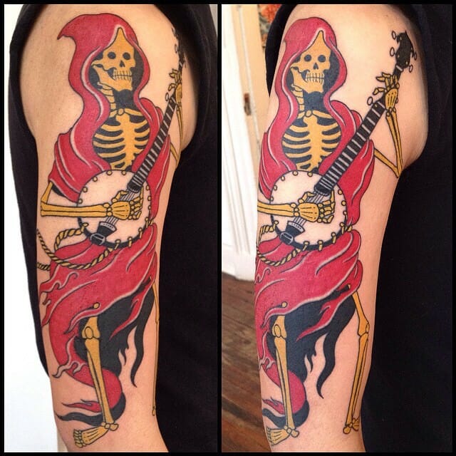 Banjo Skeletal Tattoo