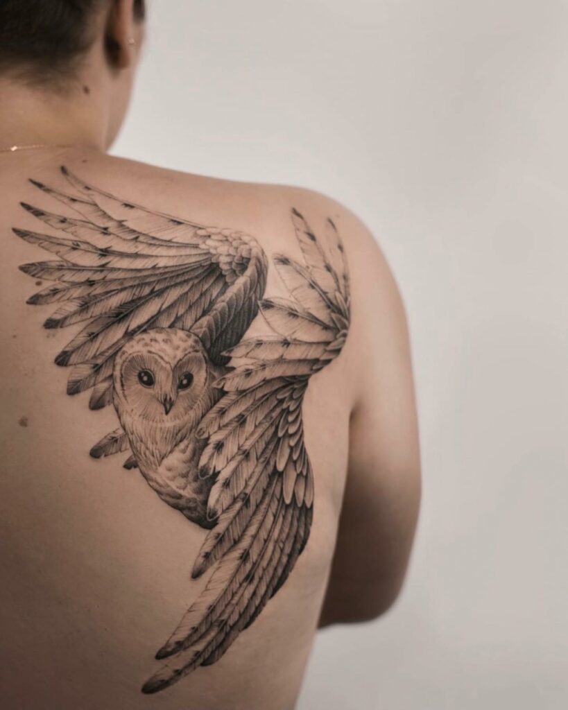 owl tattoo shoulder men