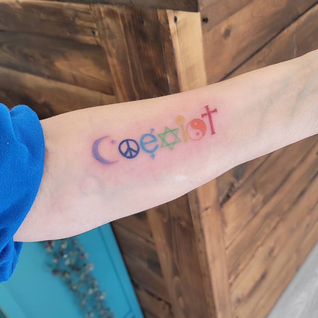 Beautiful Multicolor Coexist Tattoo