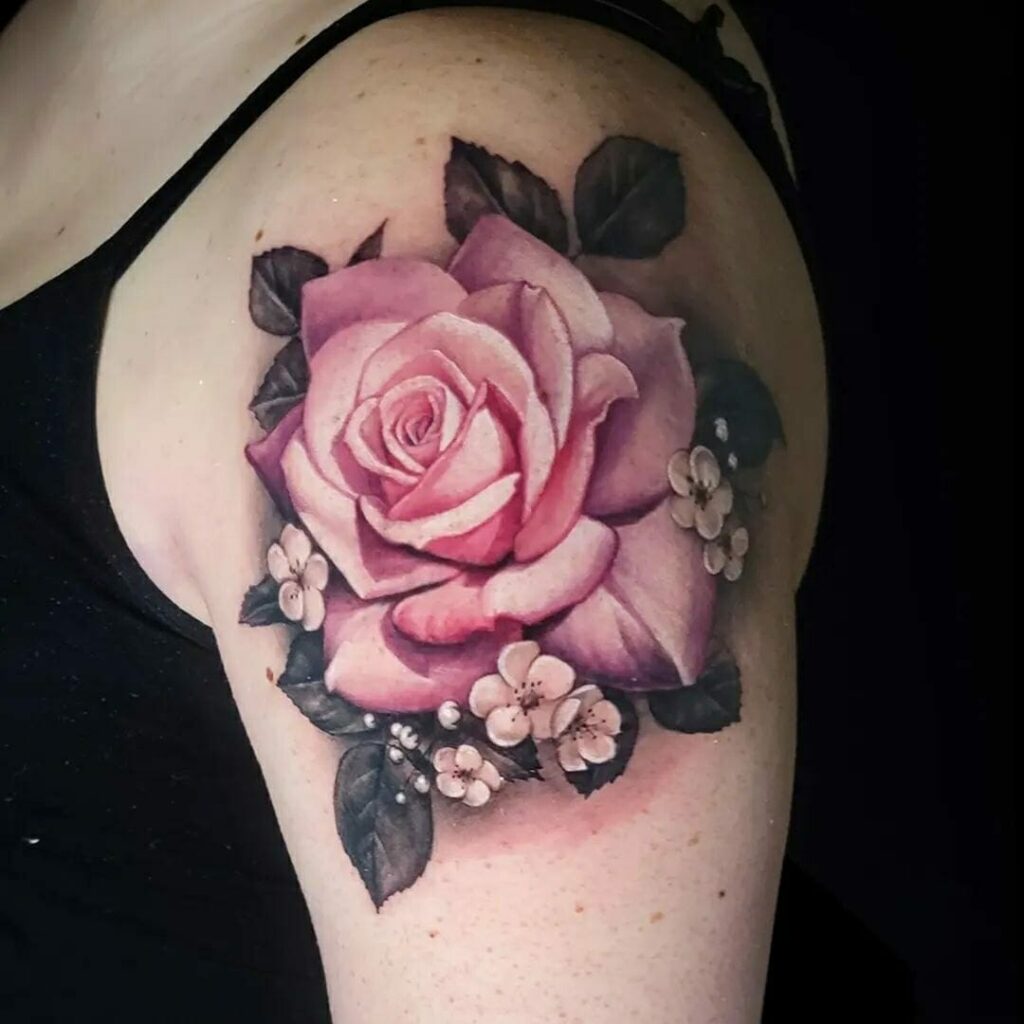 Tattoo uploaded by Katie  Rose shoulder tattoo rose  Tattoodo