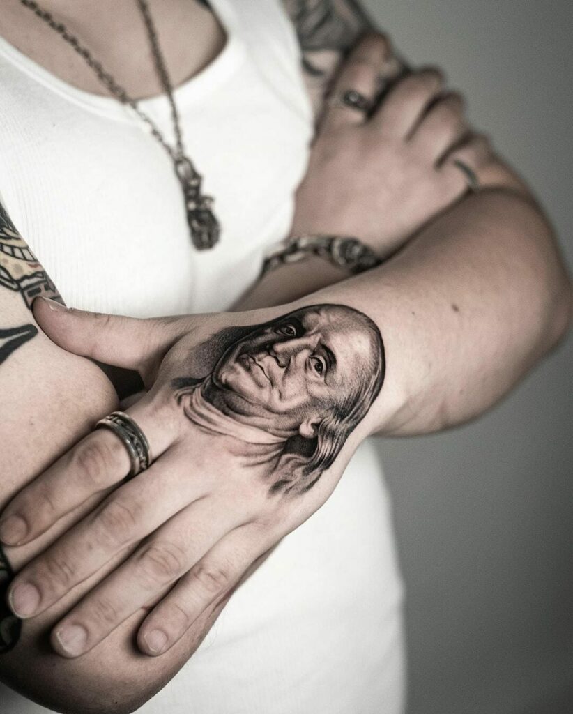 Benjamin Franklin Portrait Tattoo
