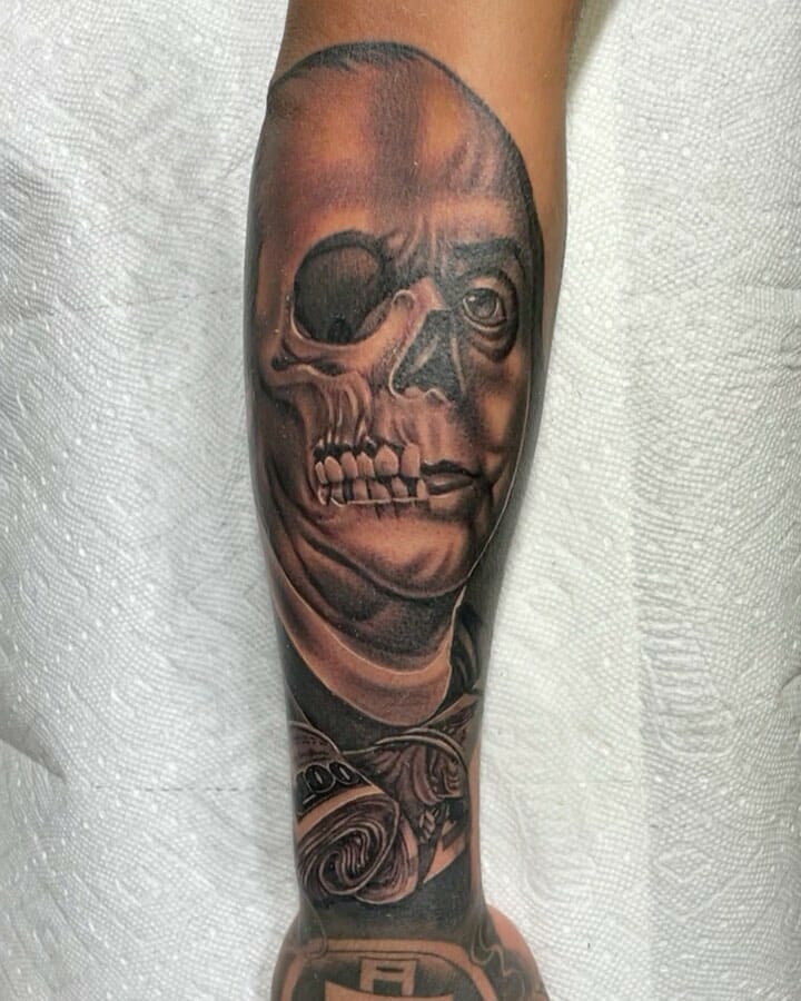 Benjamin Franklin Skull Tattoo