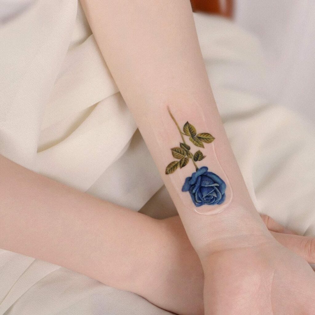 Best Blue Rose Wrist Tattoo
