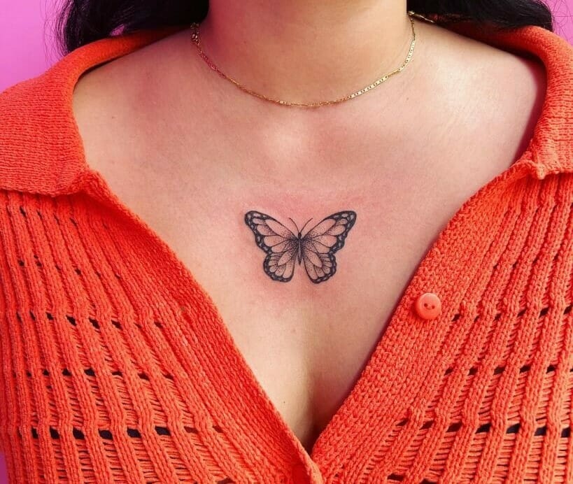 Simple  butterfly tattoos sternum