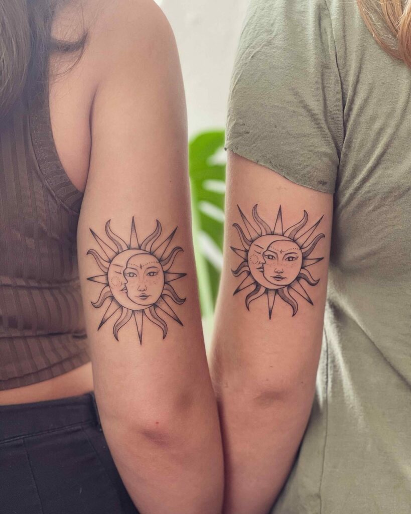 Best Friends Moon And Sun Tattoo Matching
