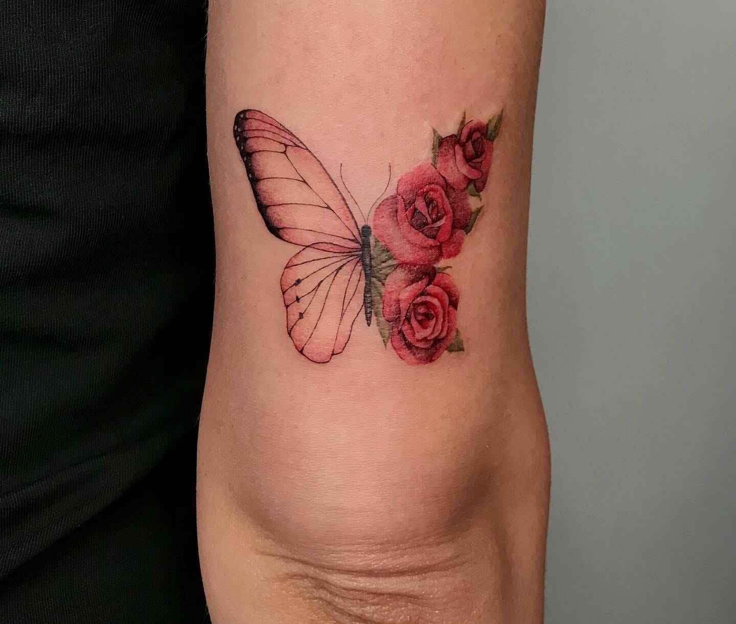 Butterfly Rose Tattoo by Nino Dinchev  Butterfly tattoos for women Rose  and butterfly tattoo Rose tattoos for women