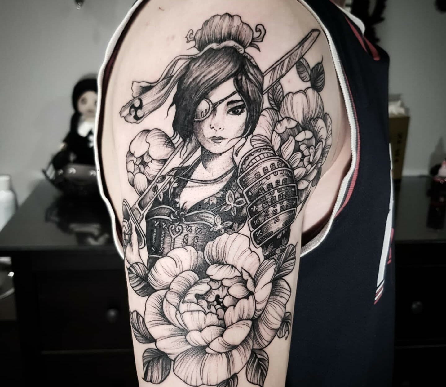 Warrior female samurai tattoo