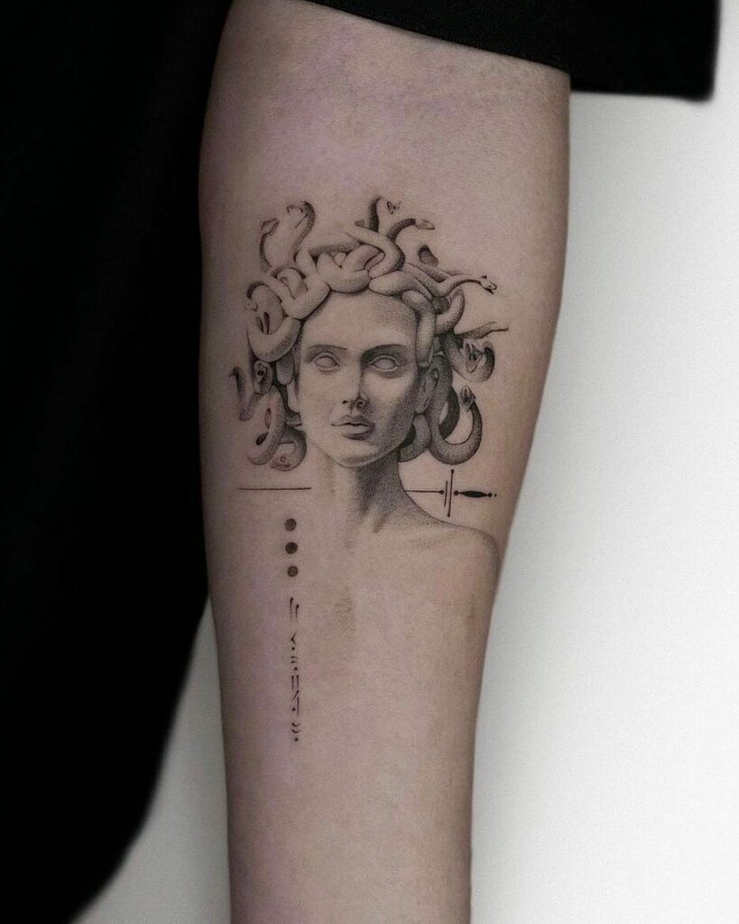 minimalist simple medusa tattoo