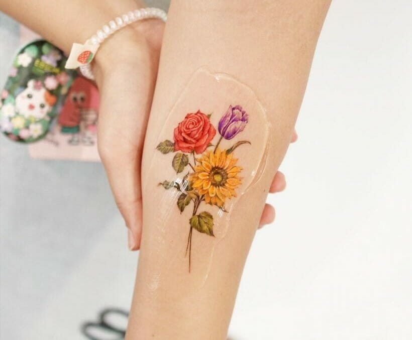 Sunflower and rose tattoo meaning