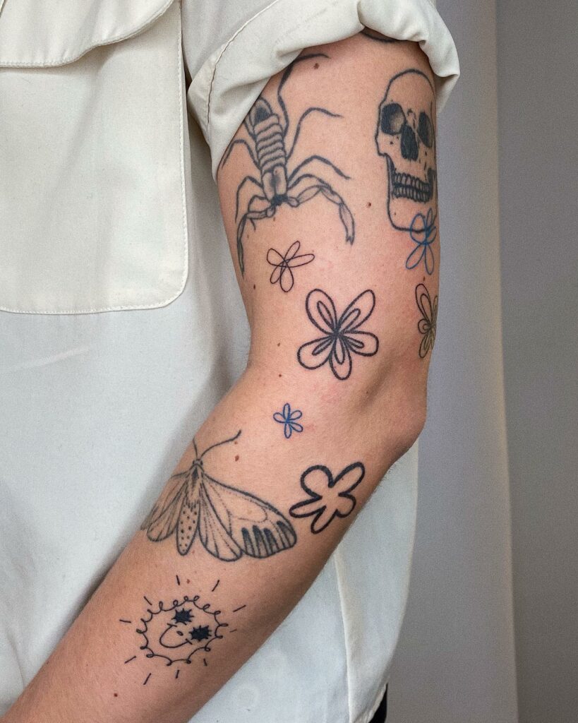 Some drawn on filler flowers and a floral snake for Ally thanks again   Instagram