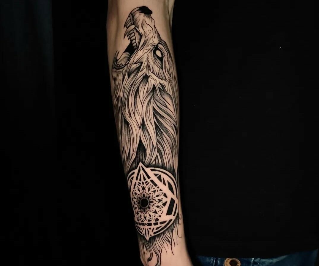 Download Tattoos Wolf Mountains On Forearm Pictures | Wallpapers.com
